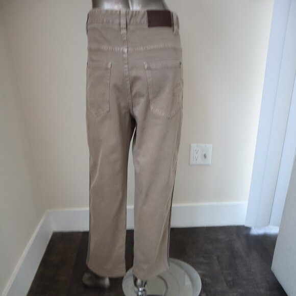 Brunello Cucinelli Jeans Monili Track Khaki Denim Wide Leg Relaxed 31x27 Size 4 - Picture 5 of 11